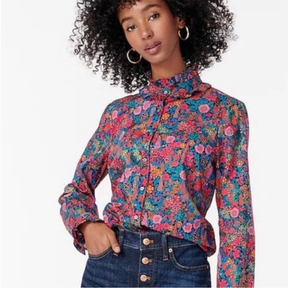 J. Crew Liberty Fabrics Classic Fit Boy Shirt in Ciara Floral Size XS - Picture 1 of 5